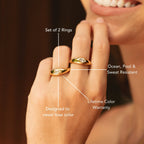 Bruce & Co Harmony – Two Pear Zircon Rings Set, Steel