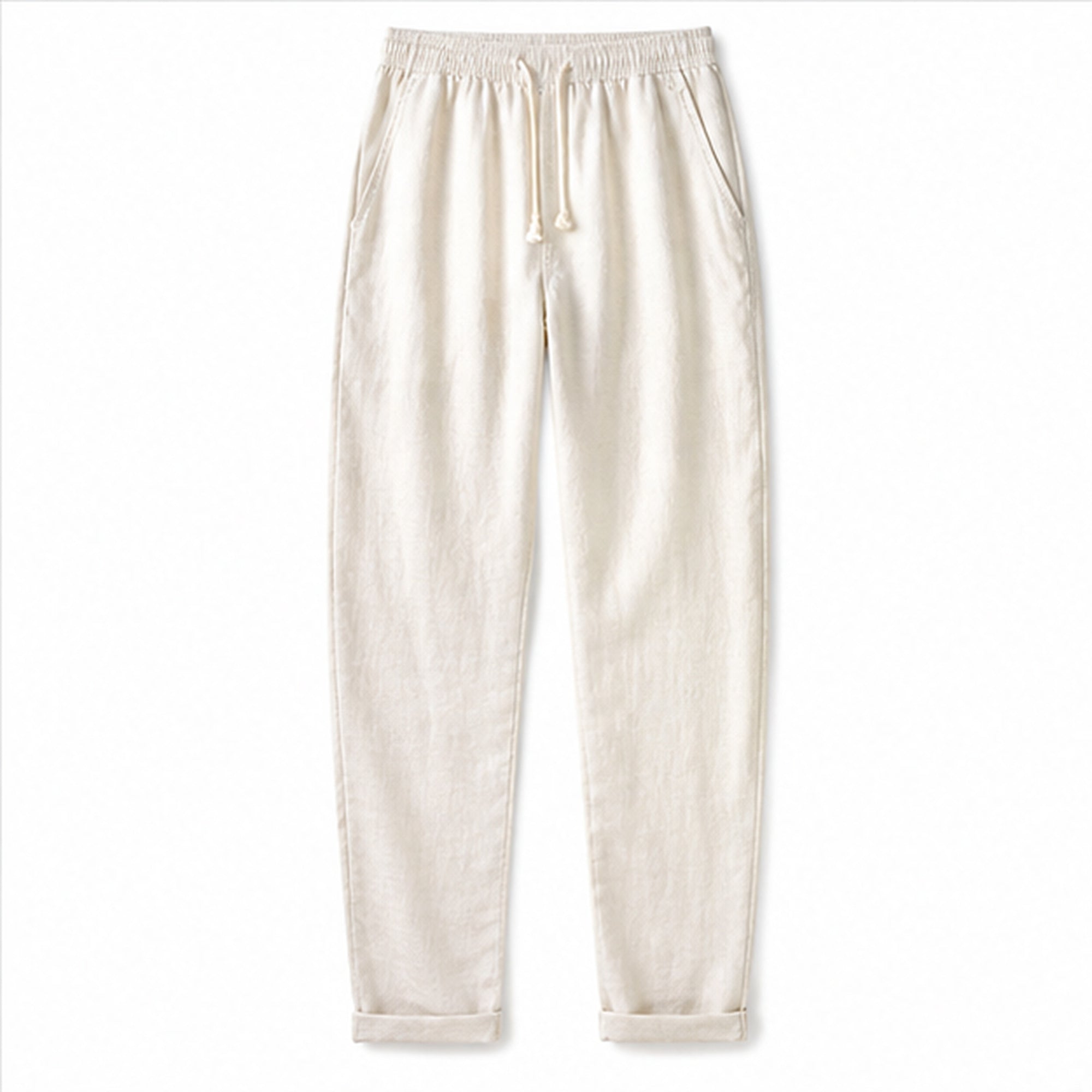 Harrino men's linen-cotton drawstring trousers in beige – studio