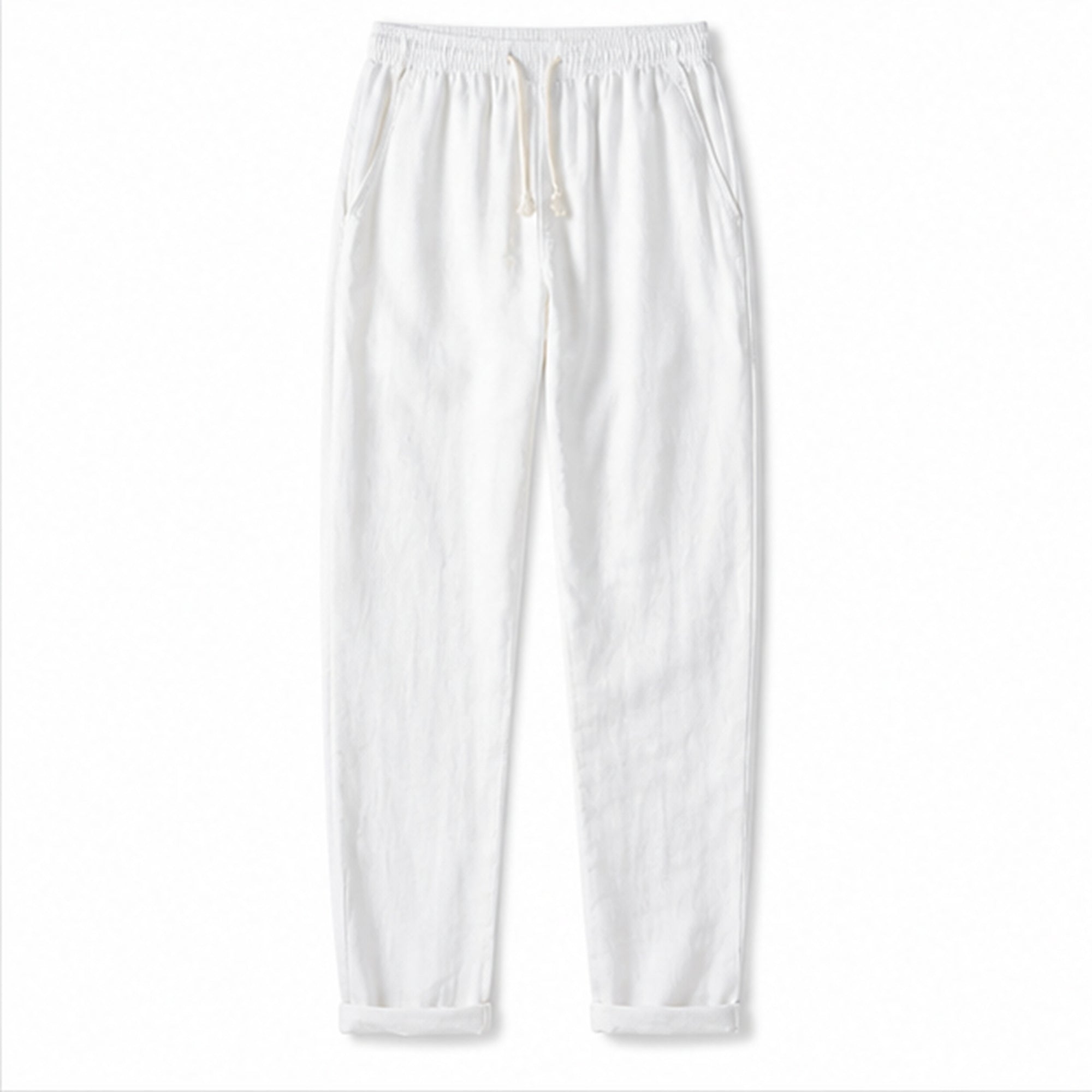 Harrino men's linen-cotton drawstring trousers in white – studio