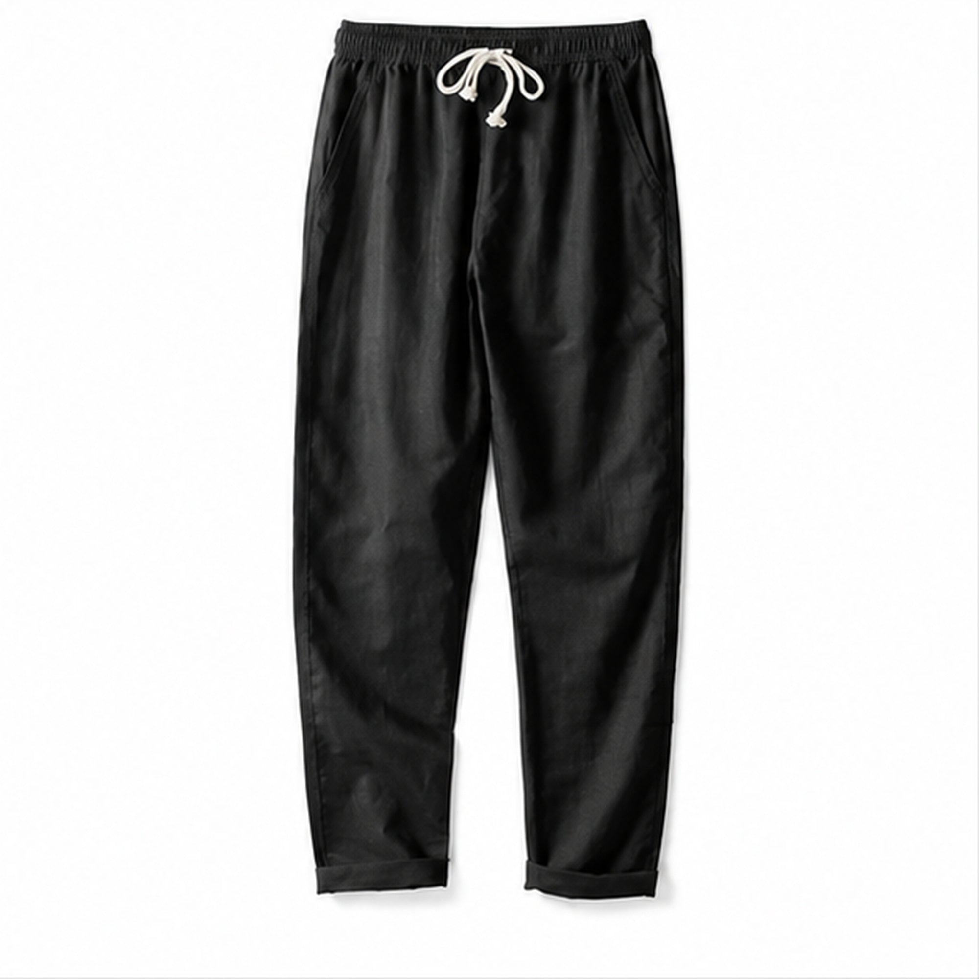 Harrino men's linen-cotton drawstring trousers in black – studio