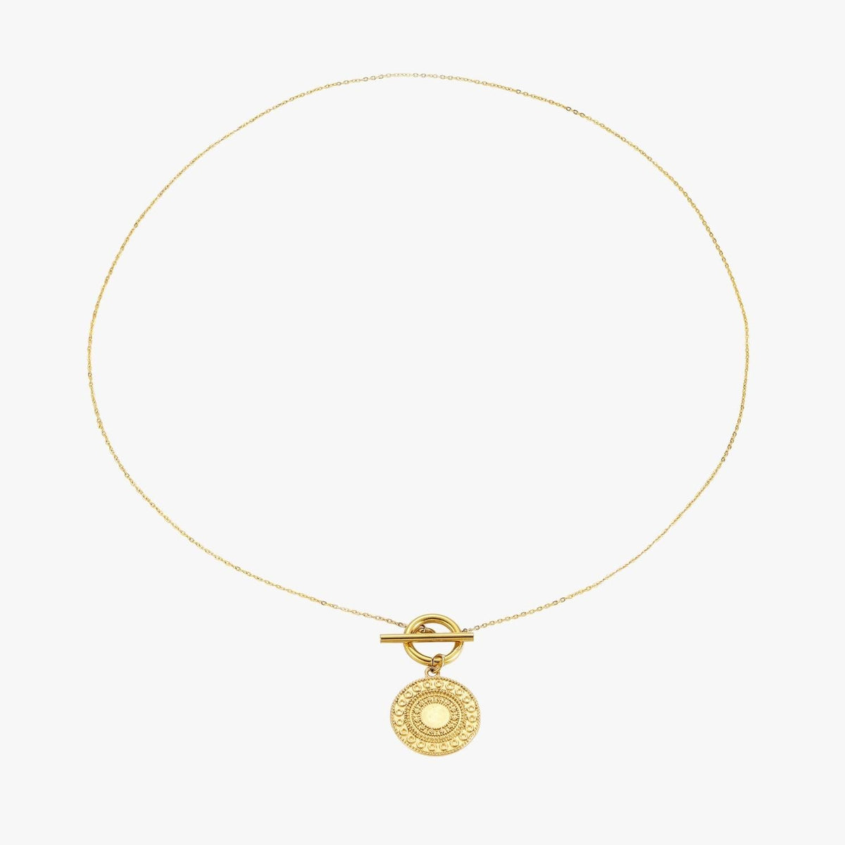 Bruce & Co Helios – Sun Coin Toggle Necklace, 15 mm