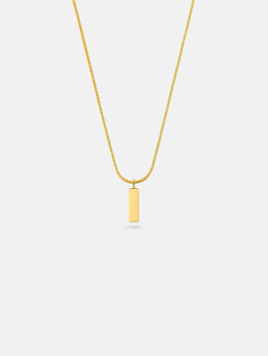 Bruce & Co Men’s Bar Pendant Necklace, 60 cm, 14K Gold-Plated Steel