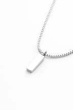 Bruce & Co Men’s Bar Pendant Necklace, 60 cm, Platinum-Plated Steel