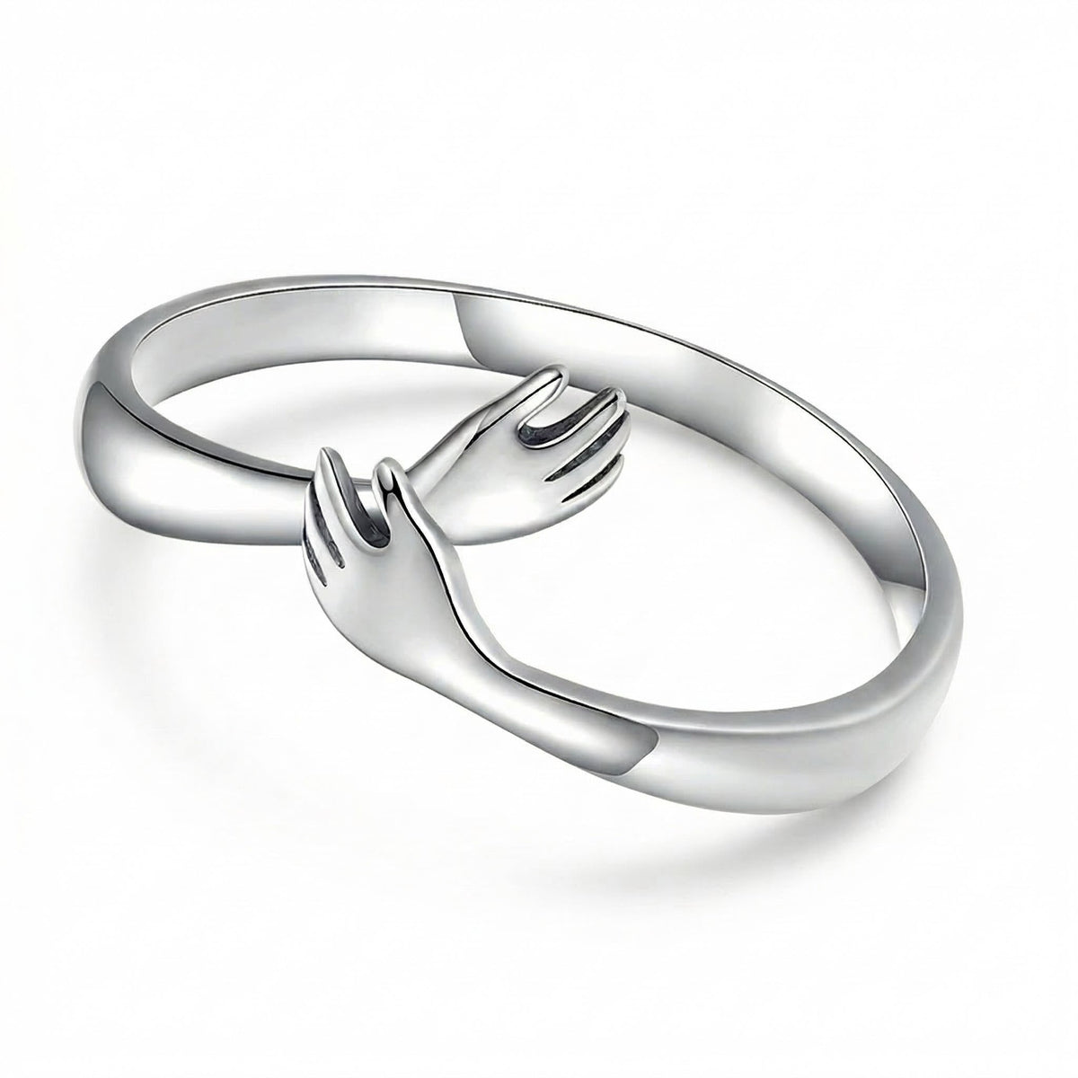 Bruce & Co Hug Hands Open Wrap Ring, Stainless Steel