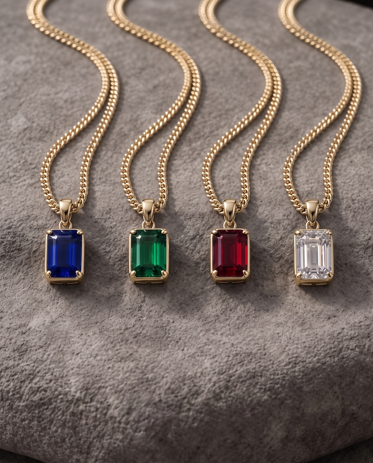 Bruce & Co Men’s 2 Carat Lab-Grown Sapphire Pendant Necklace, 18K Gold-Plated