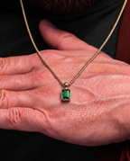 Bruce & Co Men’s 2 Carat Lab-Grown Emerald Pendant Necklace, 18K Gold-Plated