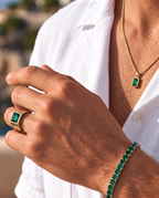 Bruce & Co Men’s 2 Carat Lab-Grown Emerald Pendant Necklace, 18K Gold-Plated