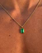 Bruce & Co Men’s 2 Carat Lab-Grown Emerald Pendant Necklace, 18K Gold-Plated