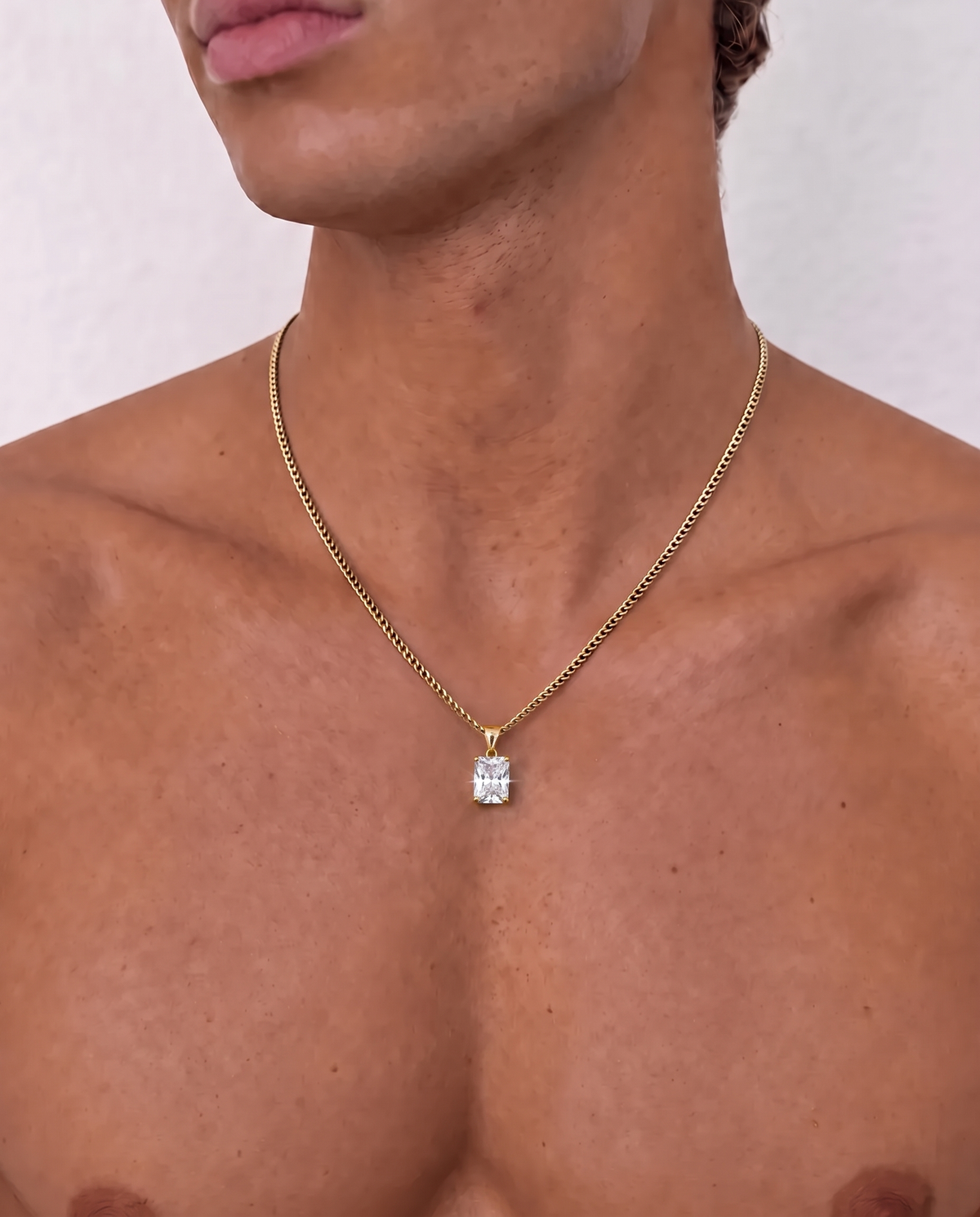 Bruce & Co Men’s 2 Carat Lab-Grown Moissanite Pendant Necklace, 18K Gold-Plated