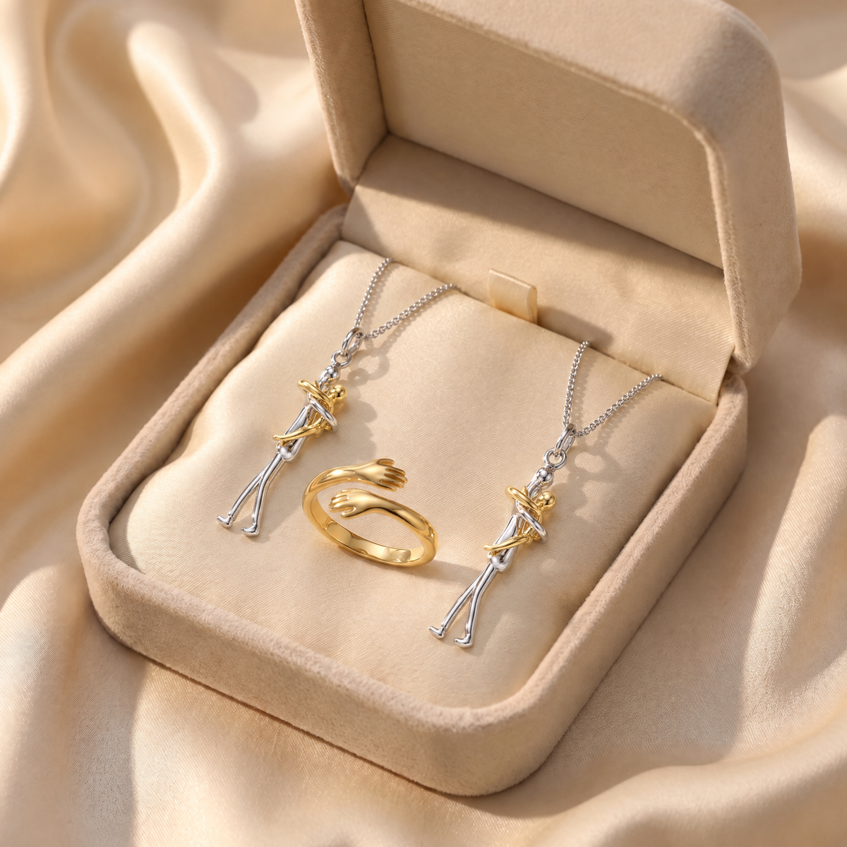 Bruce & Co Two Embrace Necklaces and Hug Ring Set