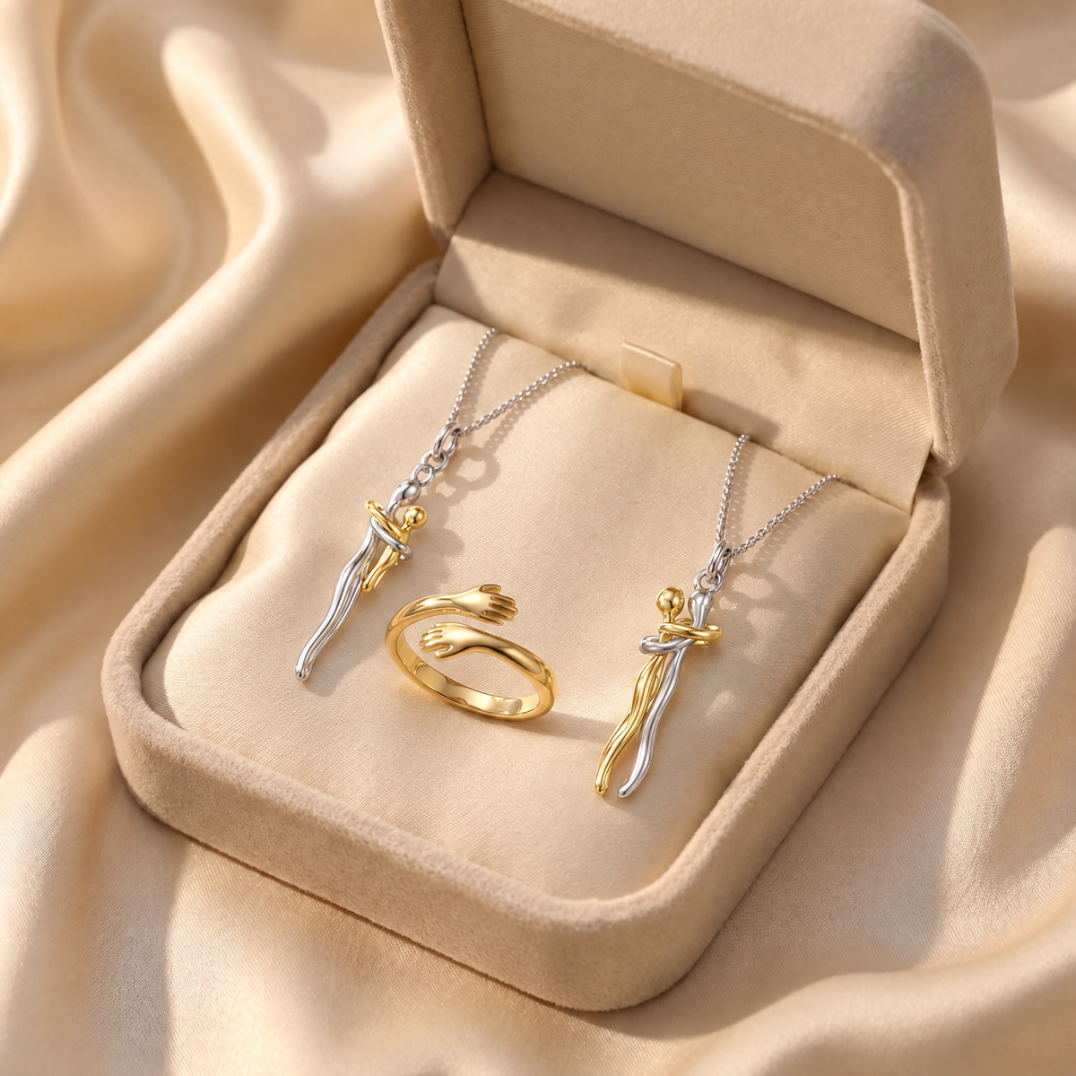 Bruce & Co Two Embrace Necklaces and Hug Ring Set