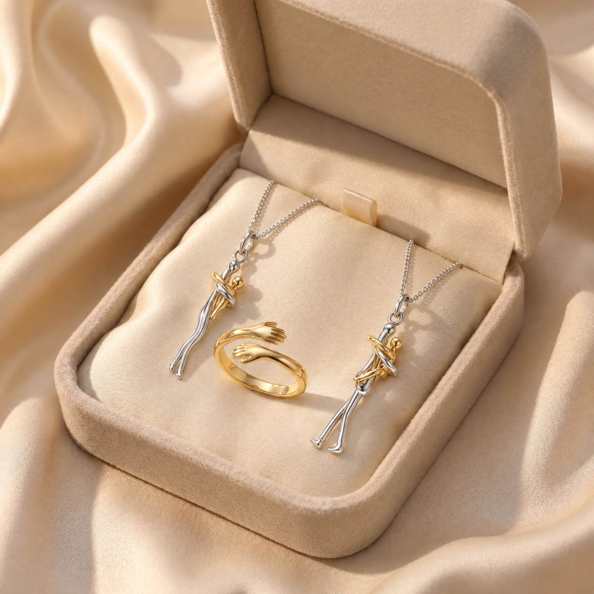 Bruce & Co Two Embrace Necklaces and Hug Ring Set