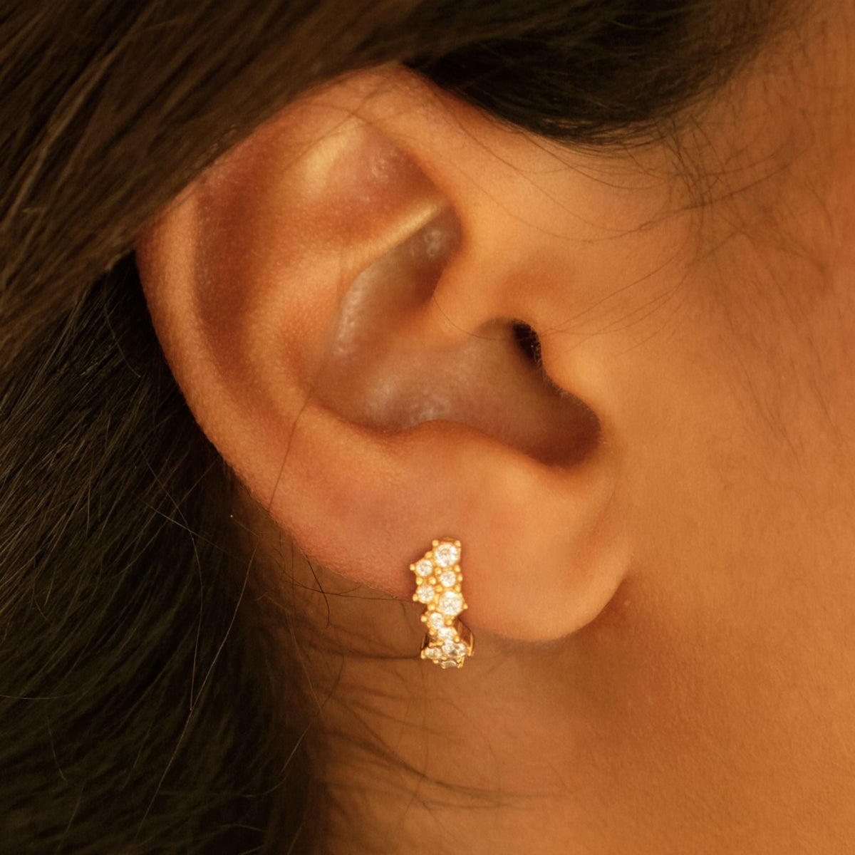Bruce & Co Starlight – White Zircon Cluster Huggie Earrings