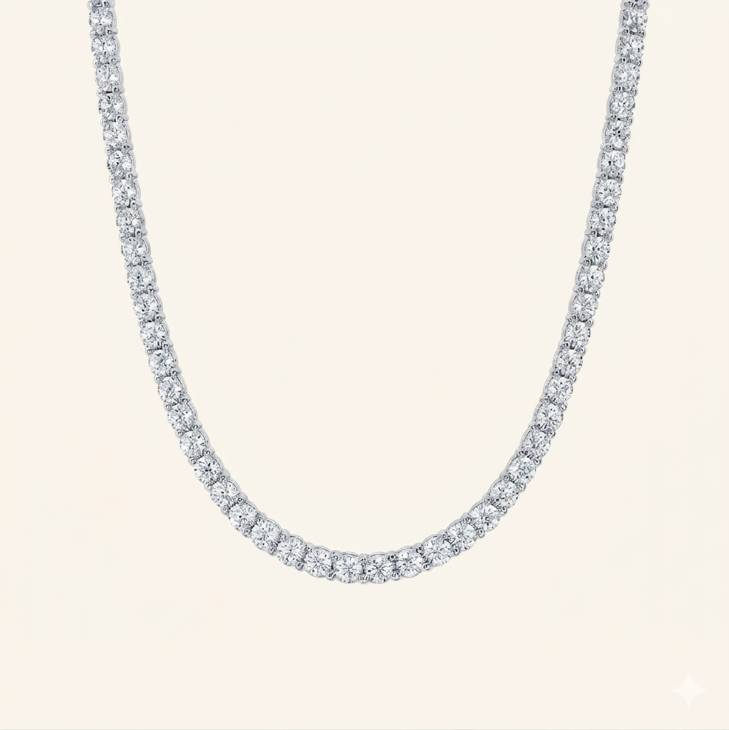 Bruce & Co Classic Tennis Necklace, 45 cm, Two Color Options