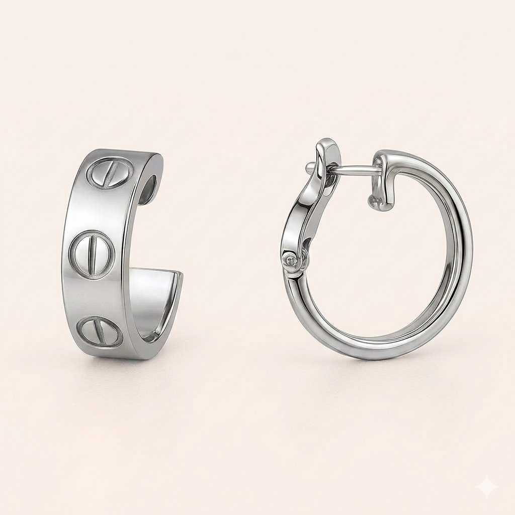 Bruce & Co Love – Screw Detail Hoop Earrings