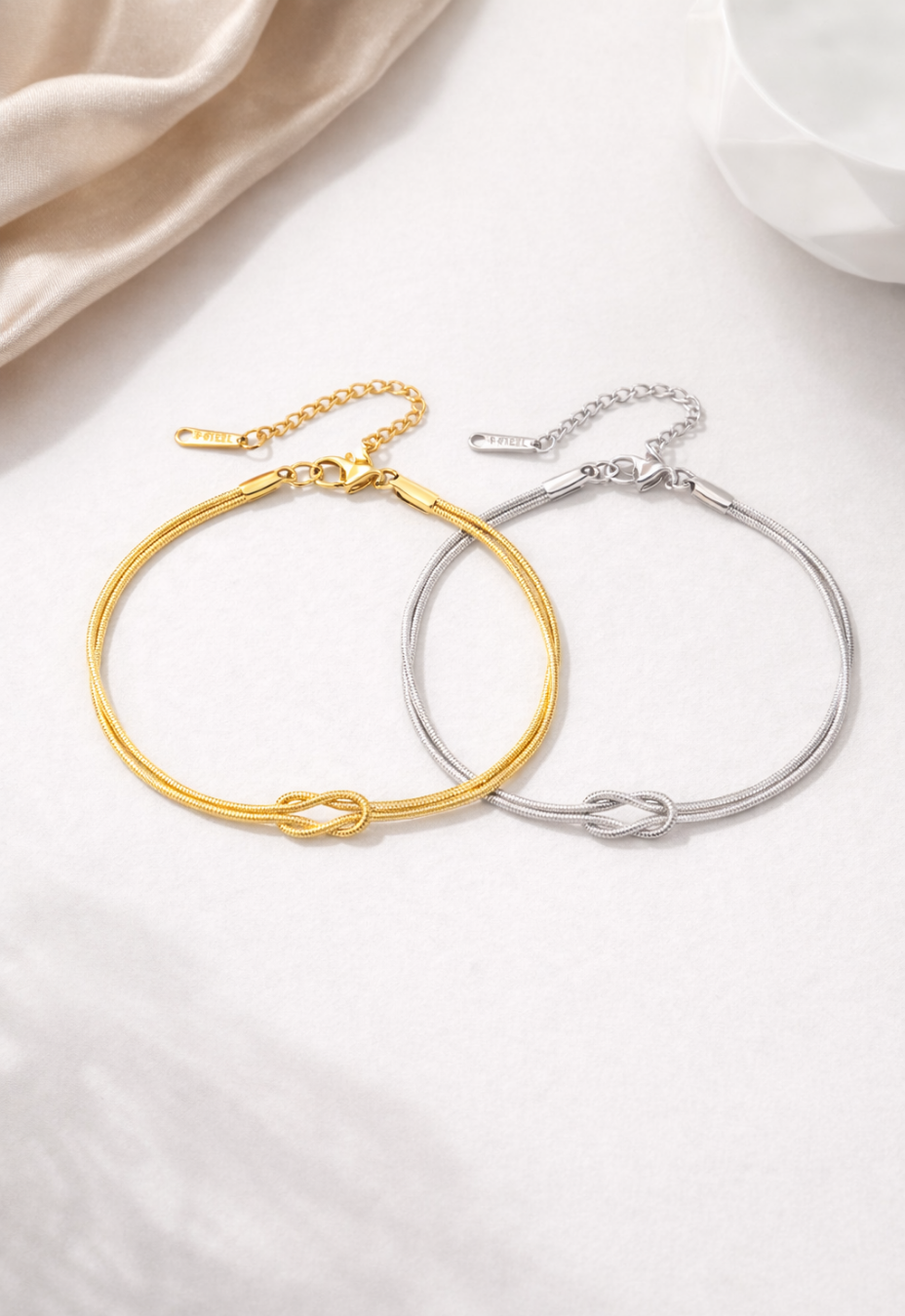 Bruce & Co Infinity Knot Bracelet, Platinum-Plated Steel, Adjustable