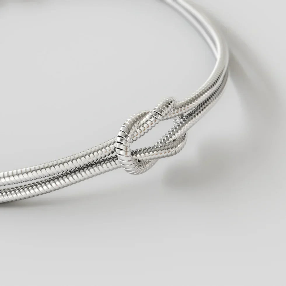Bruce & Co Infinity Knot Bracelet, Platinum-Plated Steel, Adjustable