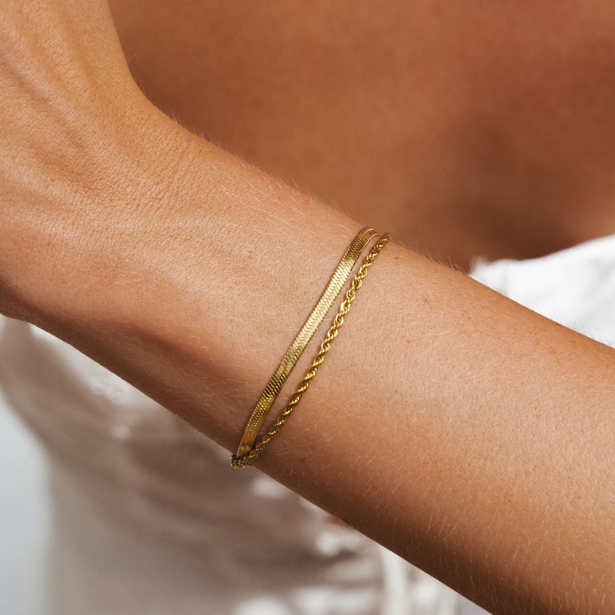 Bruce & Co Ios – Herringbone and Rope Layered Bracelet