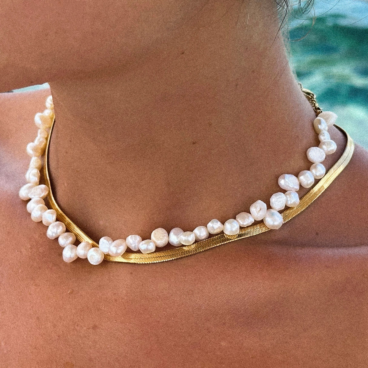 Bruce & Co Sunseeker – Irregular Freshwater Pearl Choker, 36–41 cm