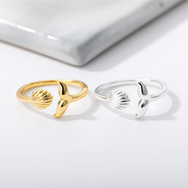 Bruce & Co Island – Adjustable Shell and Whale Tail Ring