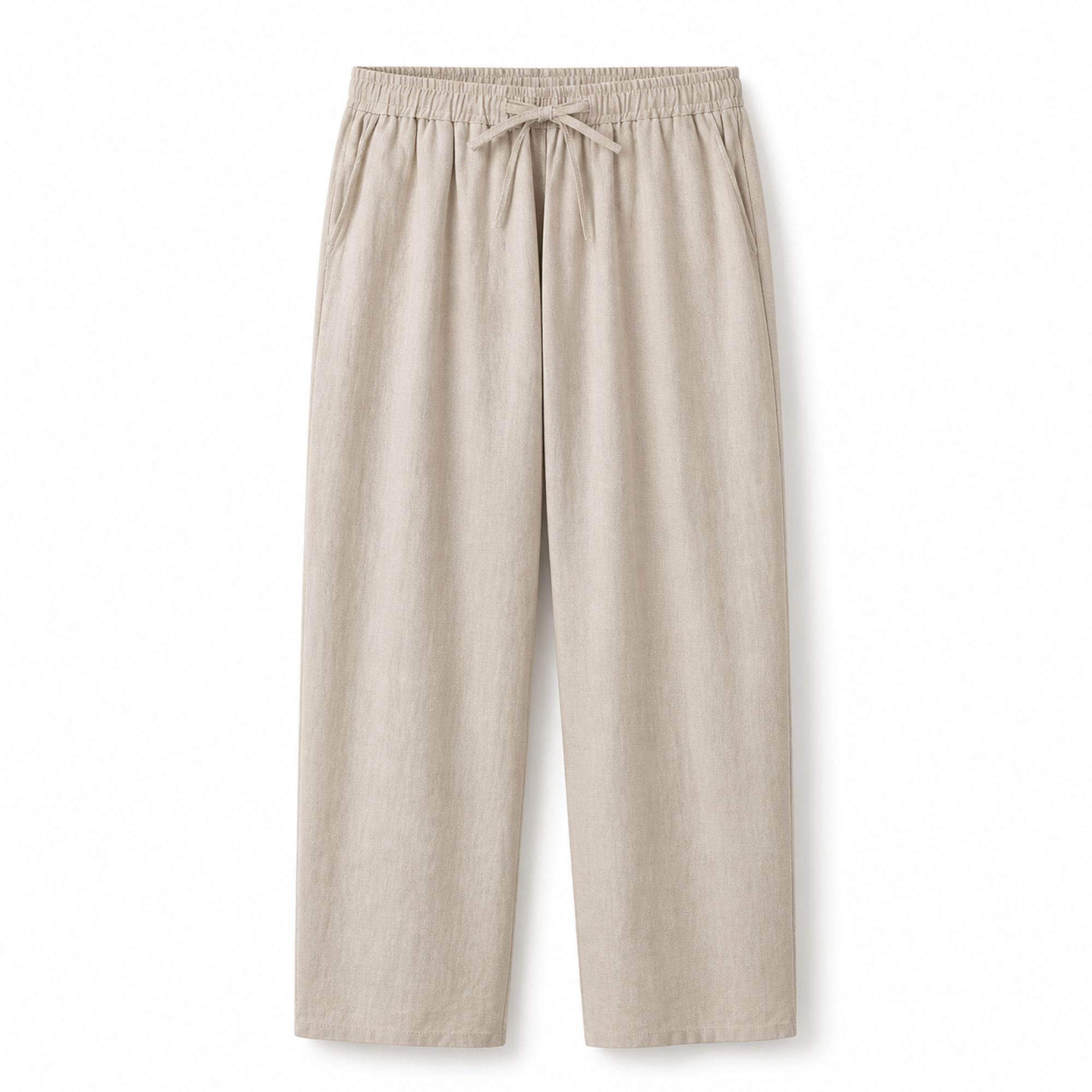 Ivemont beige men's linen trousers, front studio view