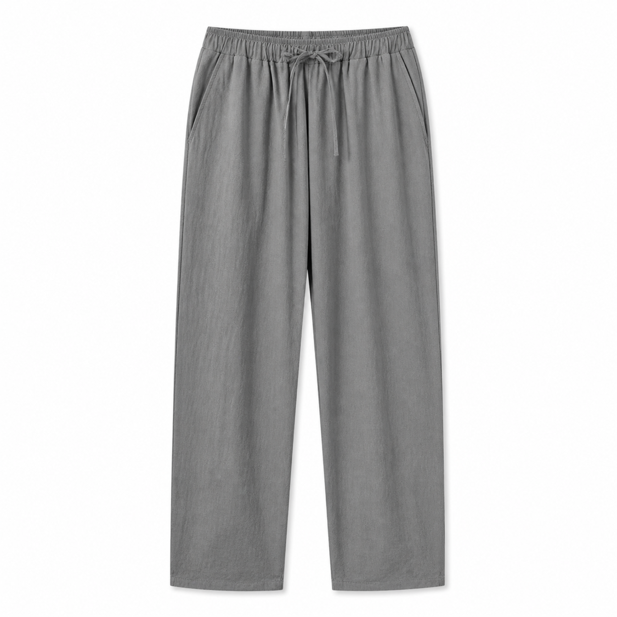 Ivemont grey men's linen trousers, front studio view