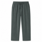 Ivemont muted green men's linen trousers, front studio view
