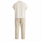 Ivevento men's textured cotton outfit set – studio rear