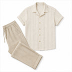 Ivevento camp-collar shirt and drawstring trousers – flat lay