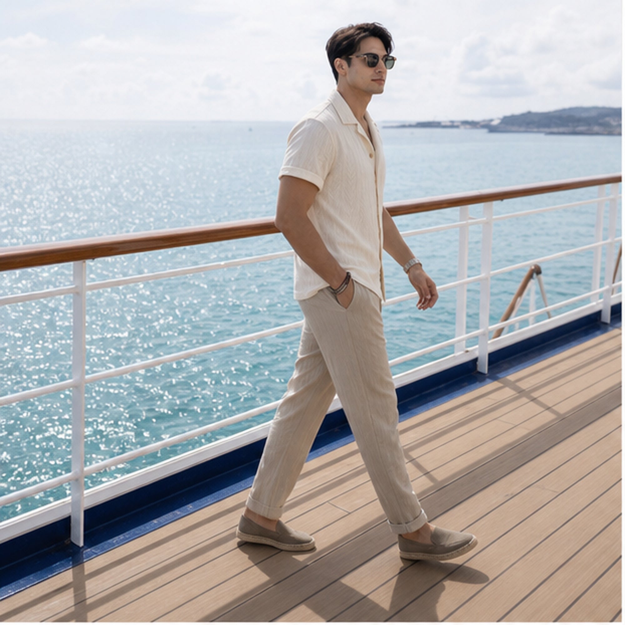 Ivevento men's summer set on yacht deck