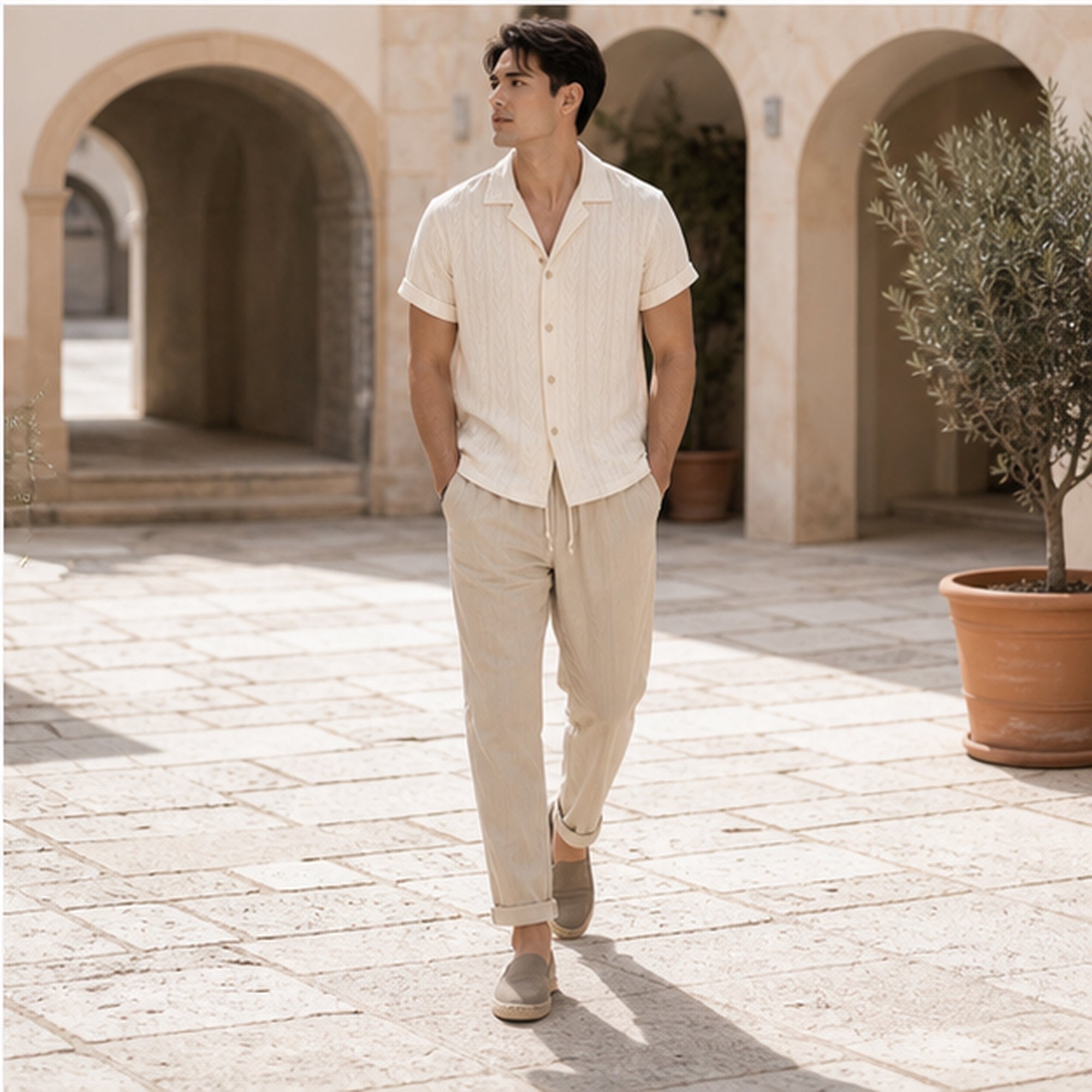 Ivevento men's Havana set in limestone courtyard