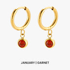 Bruce & Co Birthstone Color CZ Charm Hoop Earrings