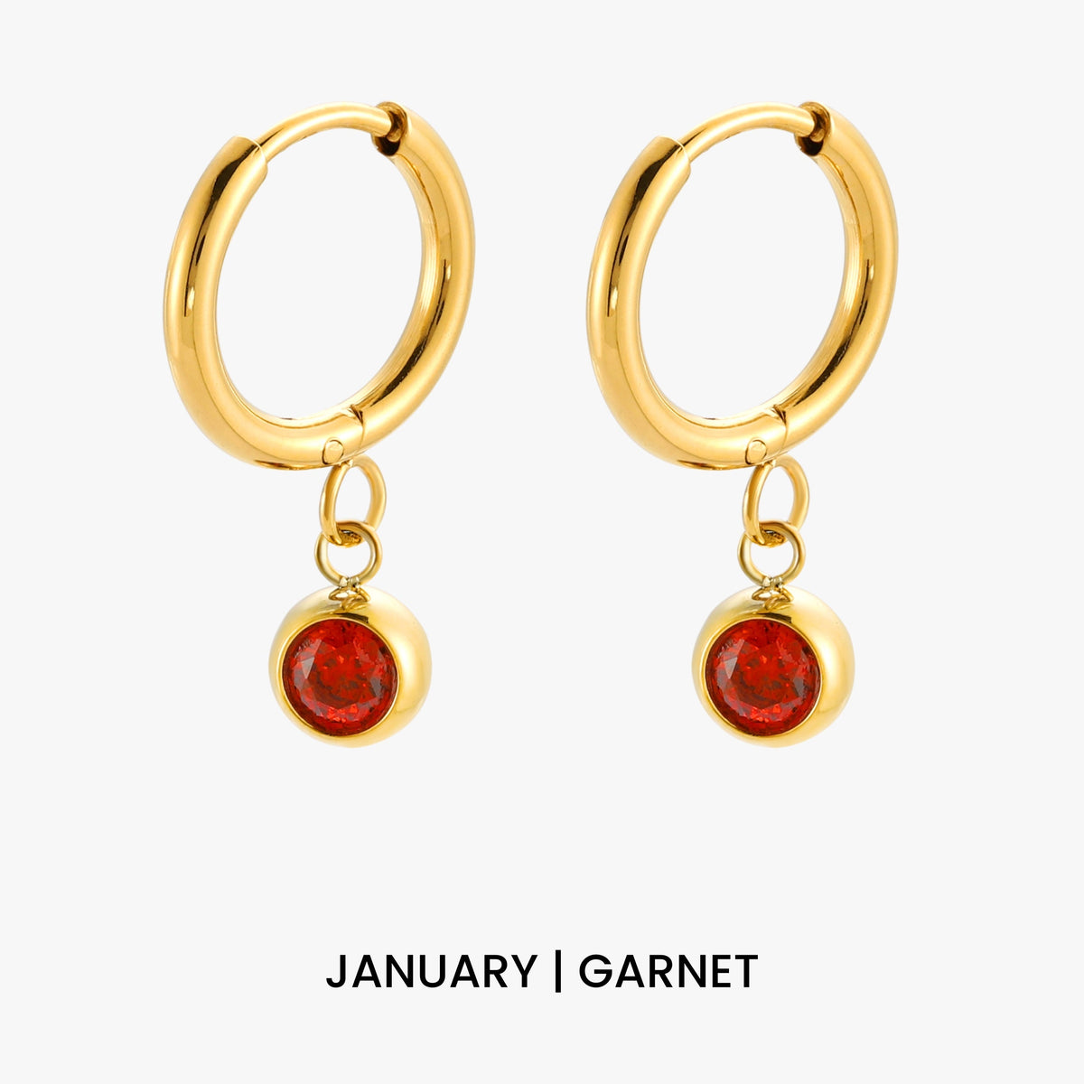 Bruce & Co Birthstone Color CZ Charm Hoop Earrings