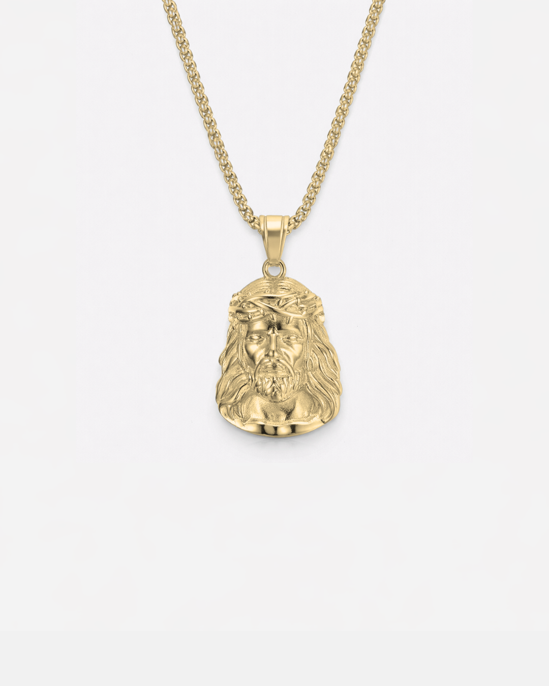 Bruce & Co Jesus Pendant Necklace, Gold-Plated Steel