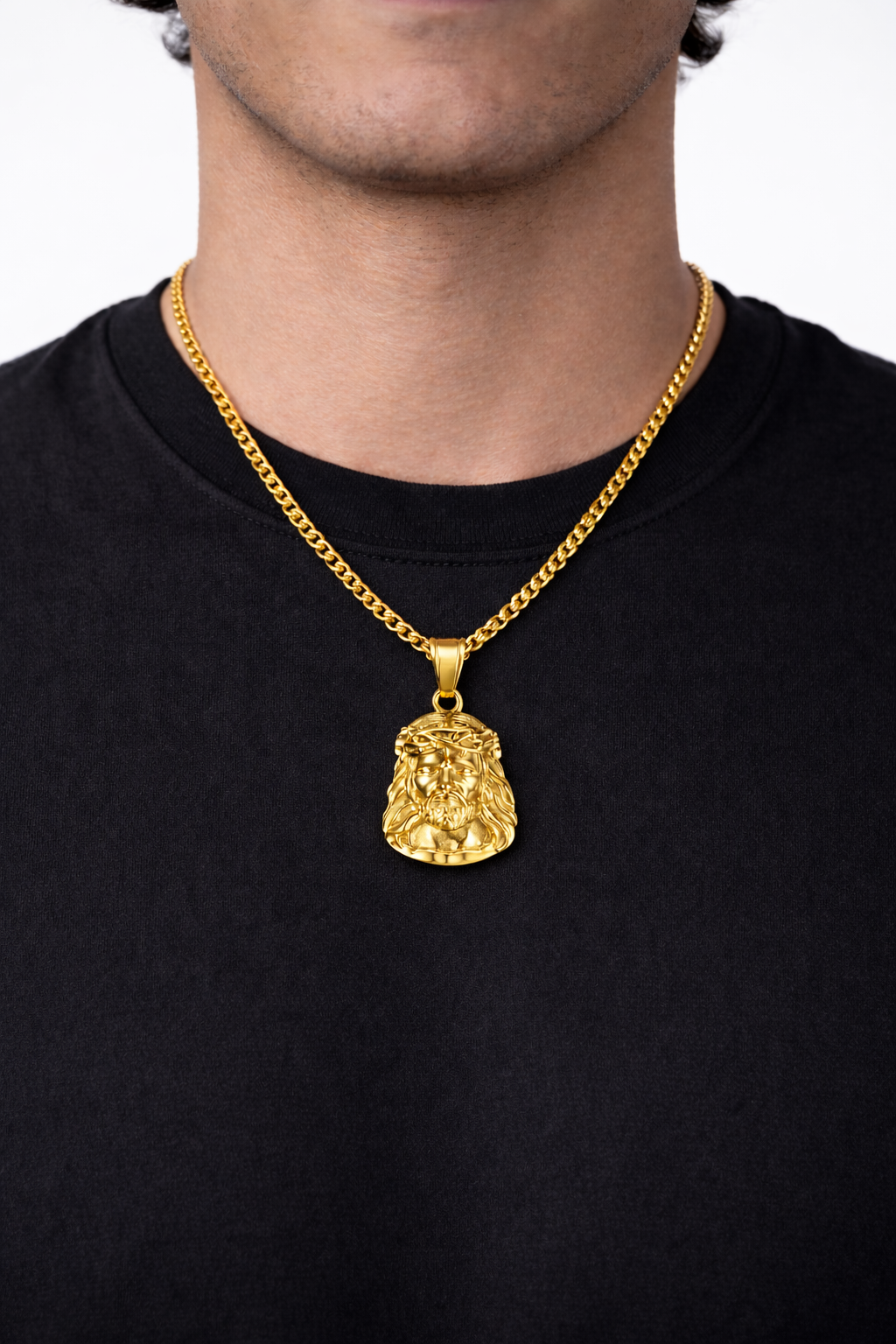 Bruce & Co Jesus Pendant Necklace, Gold-Plated Steel
