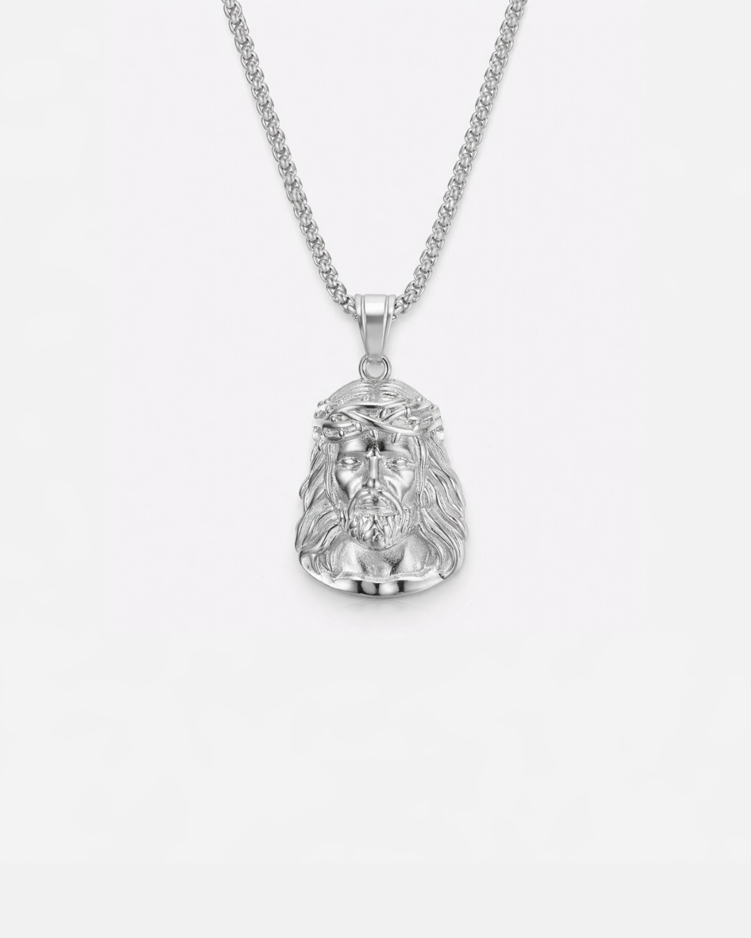 Bruce & Co Jesus Pendant Necklace, Silver-Plated Steel