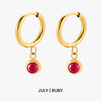 Bruce & Co Birthstone Color CZ Charm Hoop Earrings