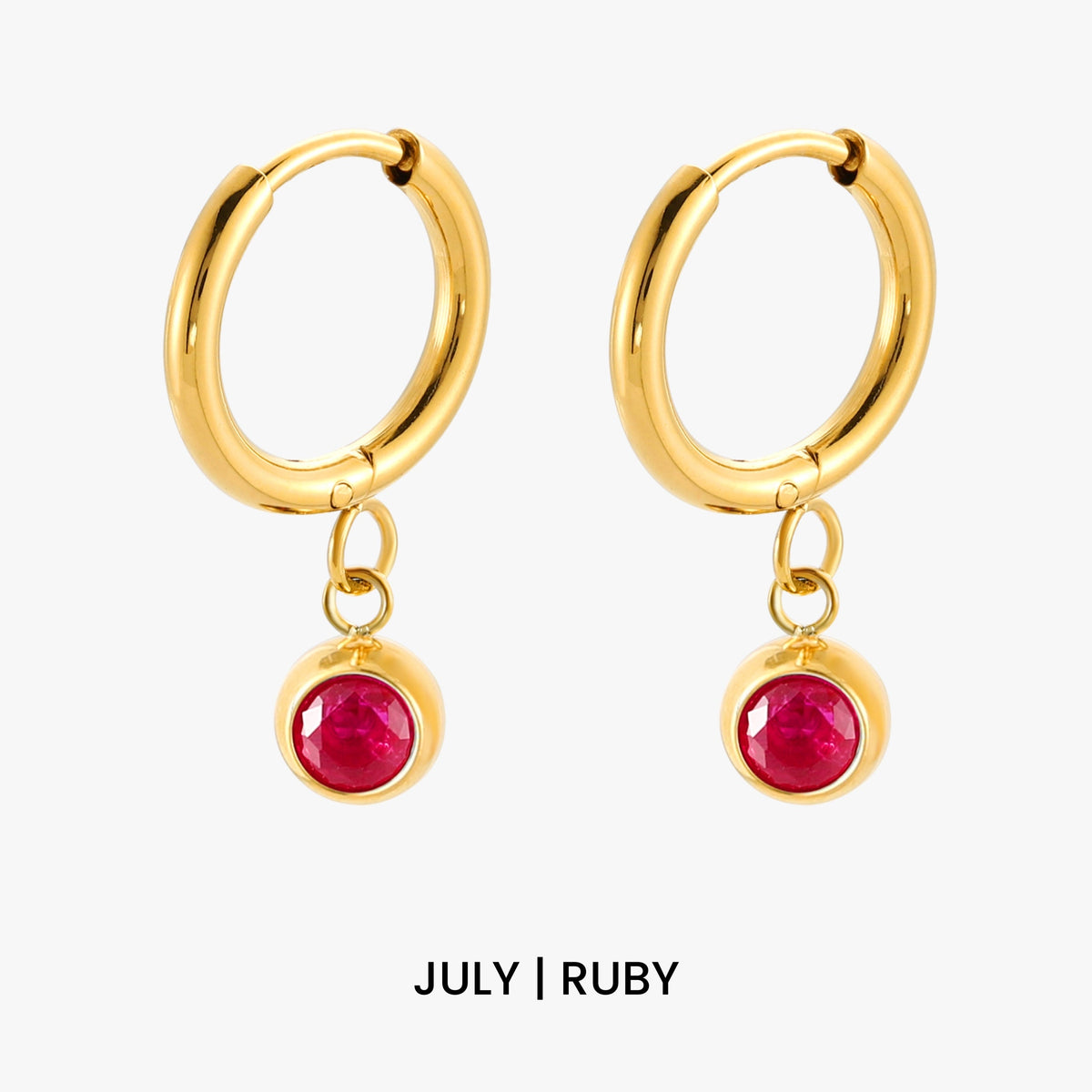 Bruce & Co Birthstone Color CZ Charm Hoop Earrings