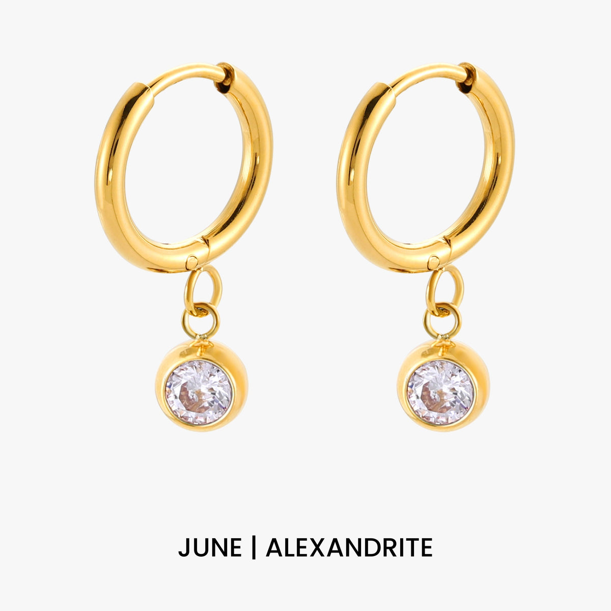 Bruce & Co Birthstone Color CZ Charm Hoop Earrings