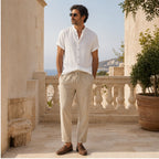 Kalerel white and tan summer set on a Mediterranean terrace