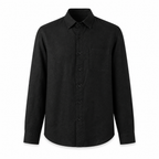 Kalevaro black linen shirt on white studio background