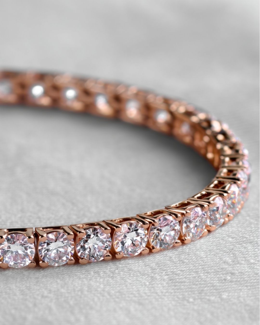 Bruce & Co Clear Zirconia Tennis Bracelet, 3 mm, Rose-Gold-Tone Copper