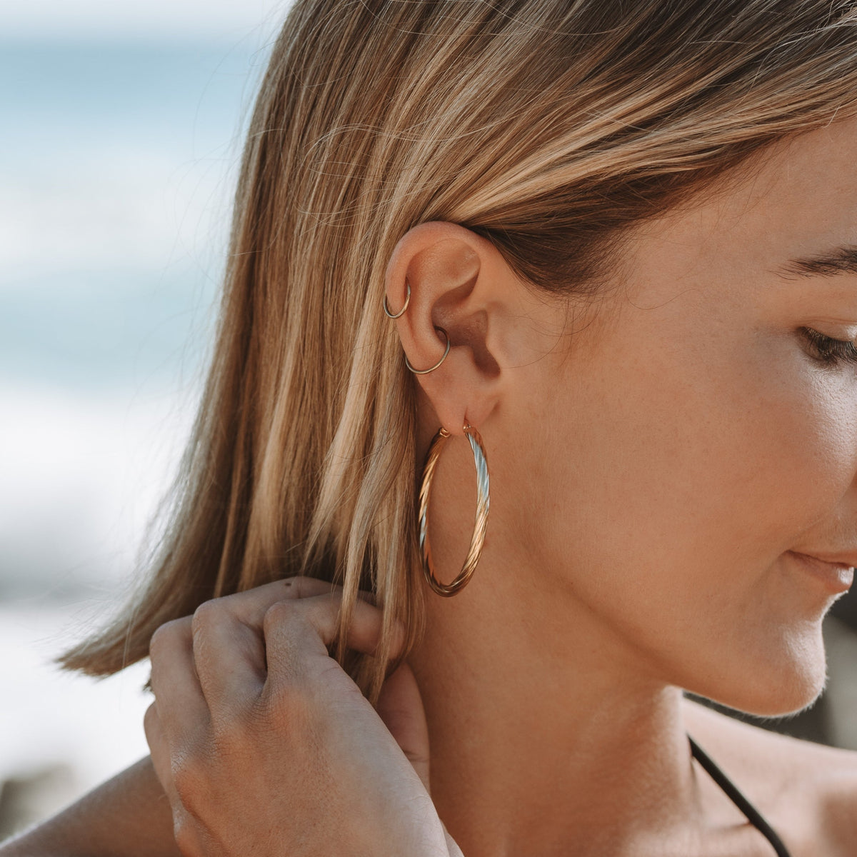 Bruce & Co Large Twisted Hoop Earrings, 40 mm