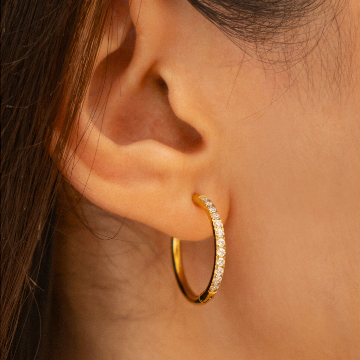Bruce & Co Pavé Cubic Zirconia Hoop Earrings, 16 mm