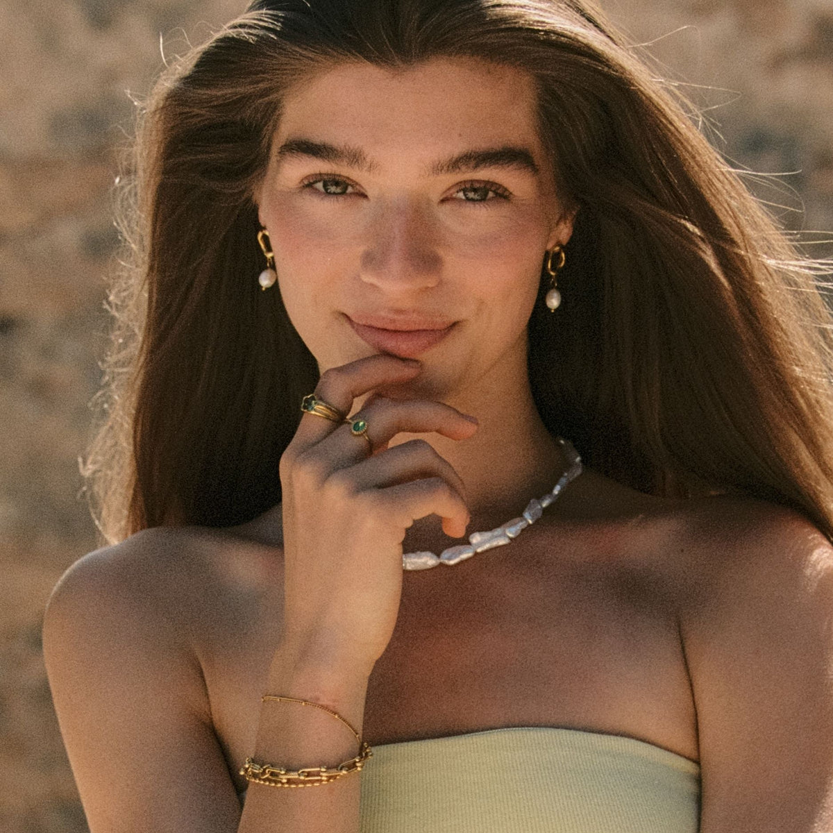 Bruce & Co Sunkissed – Freshwater Pearl Choker, 38 cm