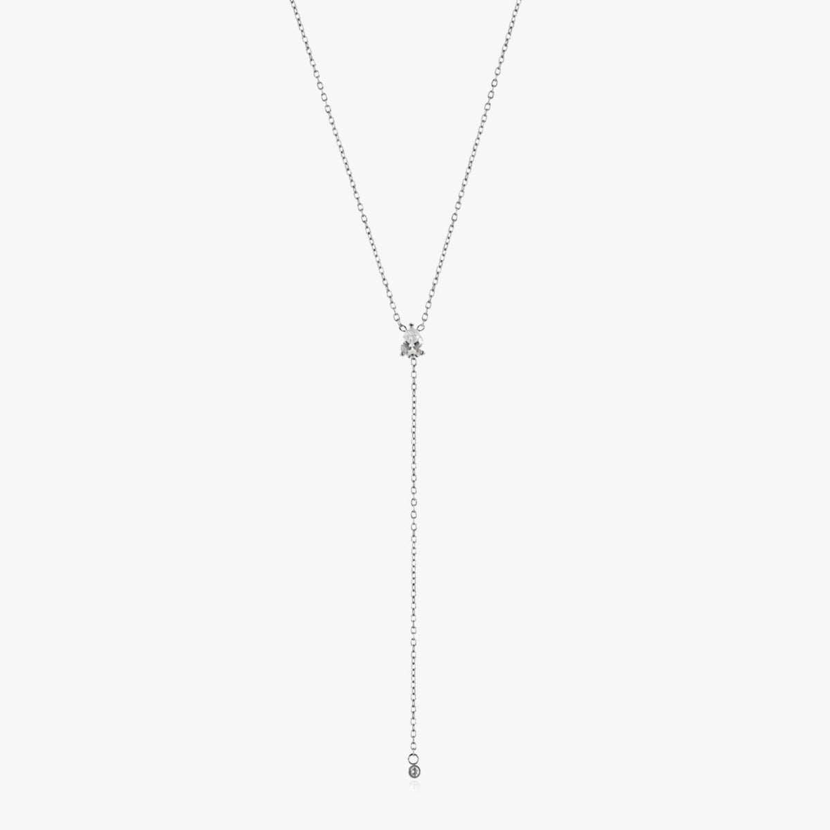 Bruce & Co White Cubic Zirconia Y Lariat Necklace, Steel