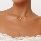 Bruce & Co White Cubic Zirconia Y Lariat Necklace, Steel