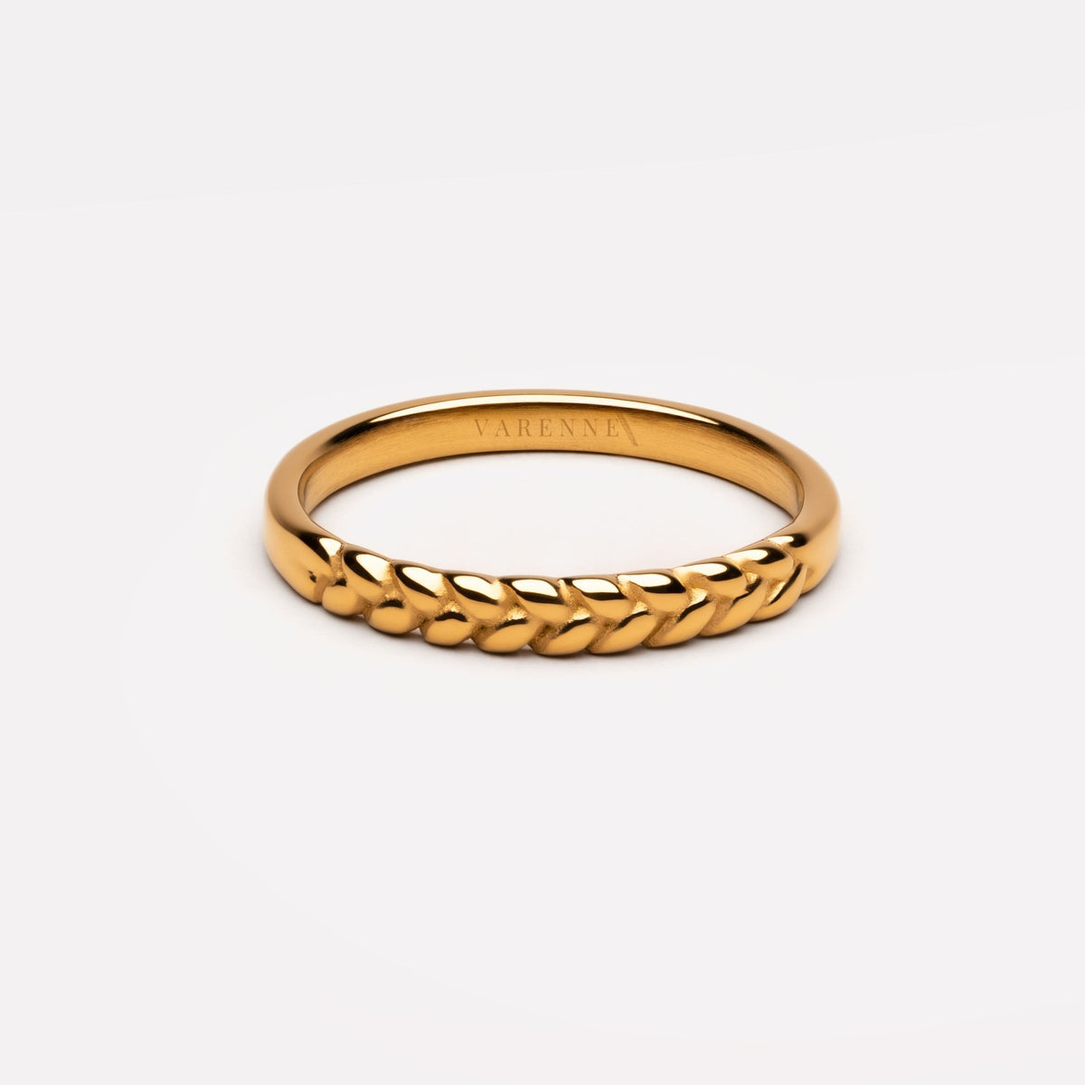 Bruce & Co Braided Laurel Leaf Band Ring, 3 mm, Steel