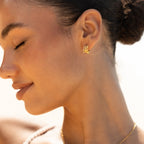 Bruce & Co Laurel Leaf Zircon Huggie Hoop Earrings
