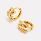 Bruce & Co Laurel Leaf Zircon Huggie Hoop Earrings